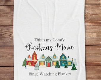 This is my Comfy Christmas Movie Binge Watching Velveteen Plush Blanket, Blanket for movie lovers, Christmas blanket, Christmas gift