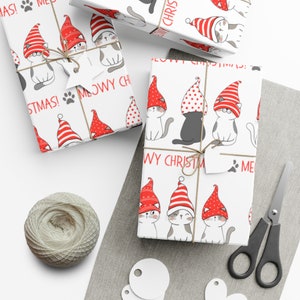 Wrapping Paper: Meowy Christmas Cats Gift Wrap, Cat Wrapping Paper, Animal Gift Wrap, Holiday Gift Wrap, Christmas Wrapping Paper