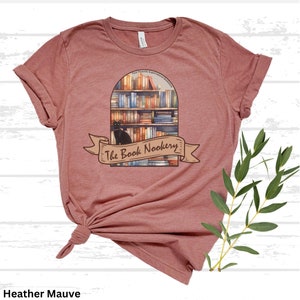 Heather Mauve Book Nookery Shirt Bella+Canvas3001