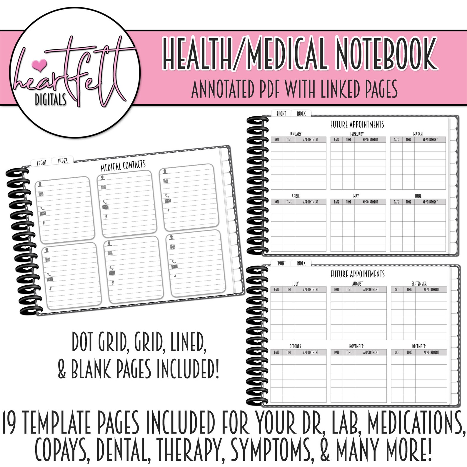Digital Health Medical Notebook Black Health Notebook Etsy