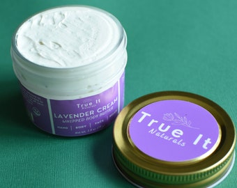 Whipped Lavender Cream Body Butter - Organic - Vegan - For Use After The Shower - Dry Skin - Glass Jar
