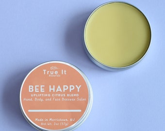 Local Beeswax Cream - Salve - Organic - BEE HAPPY Citrus - 100% Natural - Dry Skin - Cuticles - Healing Cream - 2 oz