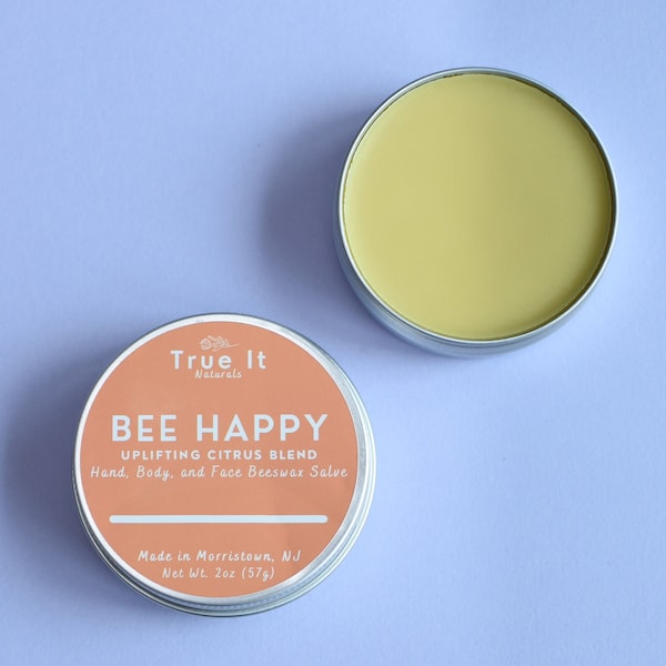 Local Beeswax Cream - Salve - Organic - BEE HAPPY Citrus - 100% Natural - Dry Skin - Cuticles - Healing Cream - 2 oz