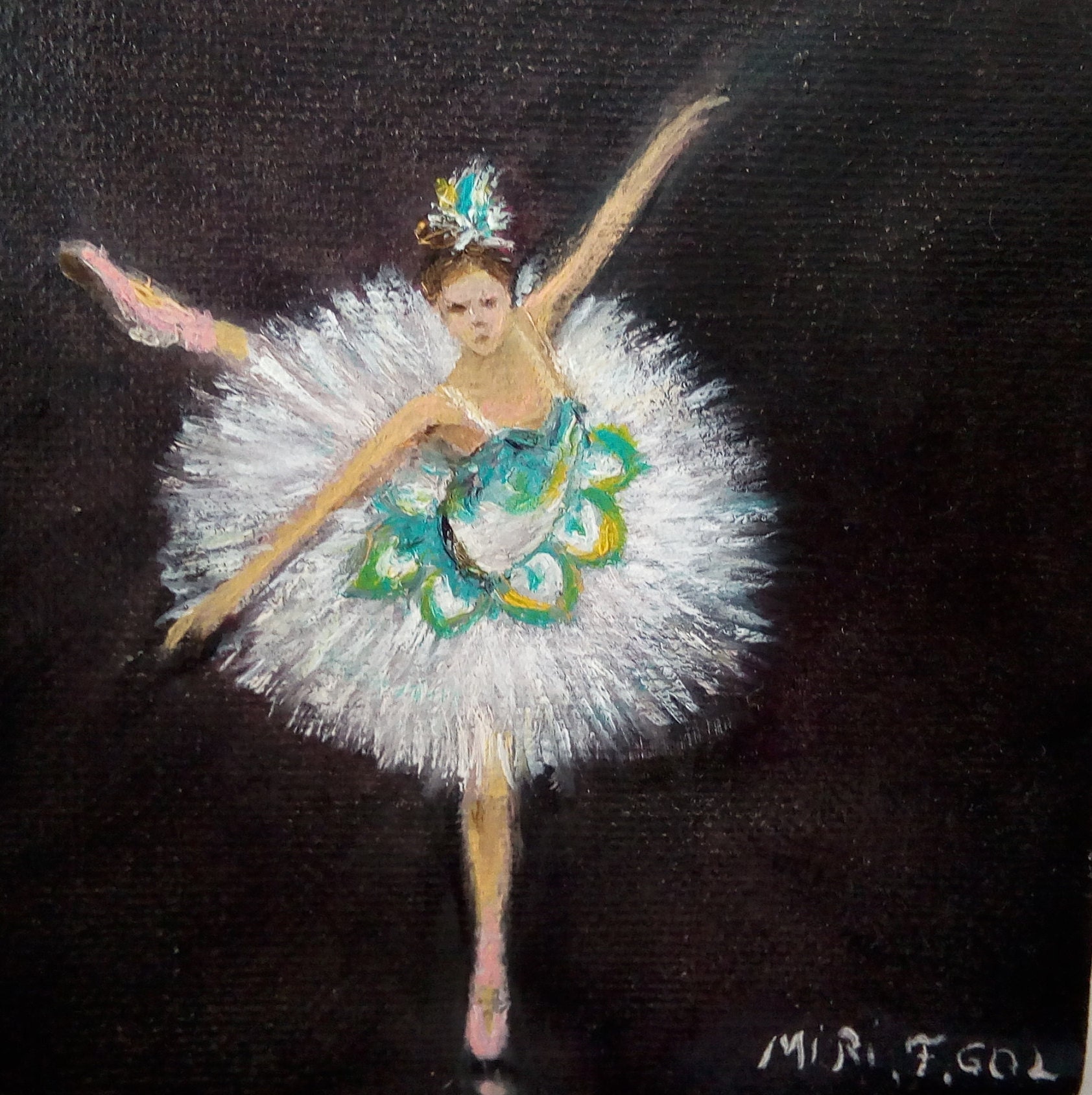 BALLET DANCER original oil painting mini art from my | Etsy