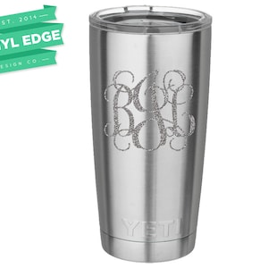Glitter Monogram Decal: Custom Circle Initial Vinyl Decal