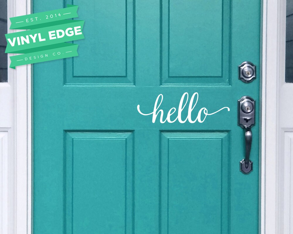 Hello Front Door Vinyl Decal Custom Front Door Address Vinyl Etsy