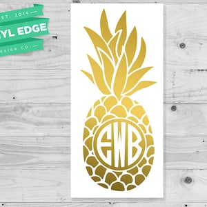 Gold Pineapple Monogram Decal - Gold Pineapple Monogram Laptop Decal - Gold Pineapple Monogram Phone Decal - Gold Pineapple Decal [MON0016]