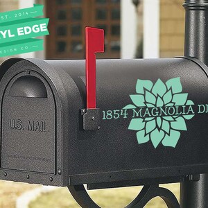 Set of 2 Custom Street Name and Number Mailbox Personalized Vinyl Decals - Custom Number and Street Name Decal - Flower Mailbox [MBX0016]