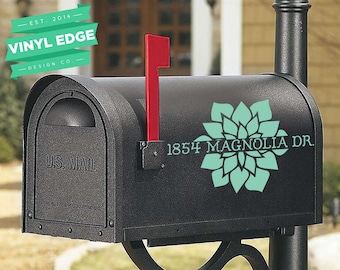 Set of 2 Custom Street Name and Number Mailbox Personalized Vinyl Decals - Custom Number and Street Name Decal - Flower Mailbox [MBX0016]