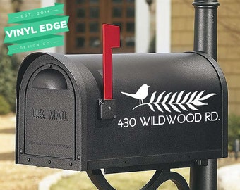 Set of 2 Custom Street Name and Number Mailbox Personalized Vinyl Decals - Custom Number and Street Name Decal - Vinyl Lettering [MBX0015]