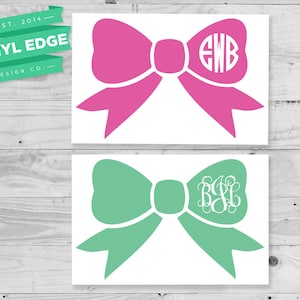 Bow Monogram Decal Custom Bow Circle Decal Yeti Monogram Decal Laptop Monogram Decal Car Monogram Decal Custom Bow DecalMON0011 image 1