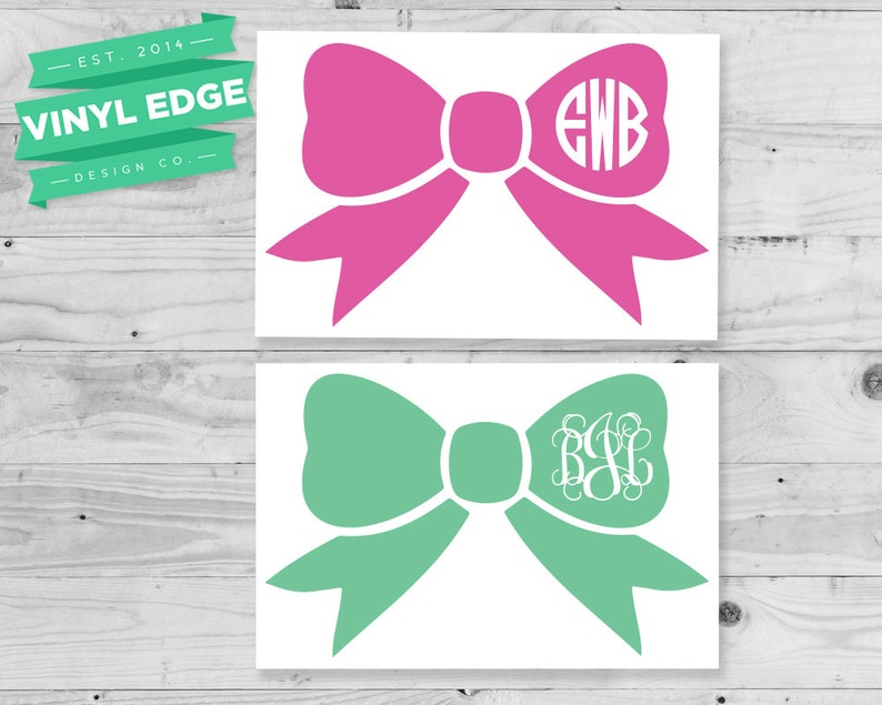 Bow Monogram Decal Custom Bow Circle Decal Yeti Monogram Decal Laptop Monogram Decal Car Monogram Decal Custom Bow DecalMON0011 image 1