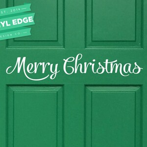 Merry Christmas Vinyl Door Decal: Removable Holiday Decor