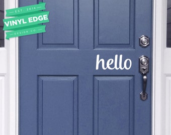 Hello Front Door Vinyl Decal- Custom Front Door Address Vinyl - Vinyl Home Decor - Removable Vinyl Door Decal [DOOR0006]