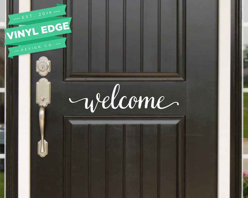 Welcome Front Door Vinyl Decal Custom Address Image 0