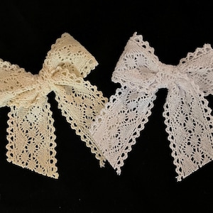 Vintage-look cotton lace hair bows Set of 2 white ecru ivory toddler girl bow 4 inch with tails clip barrette Cici’s