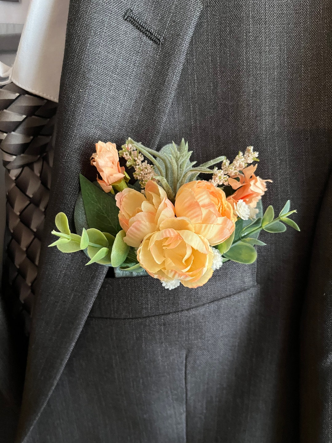 Pocket Square Boutonnière for Groom and Groomsmen Wedding Accessory for