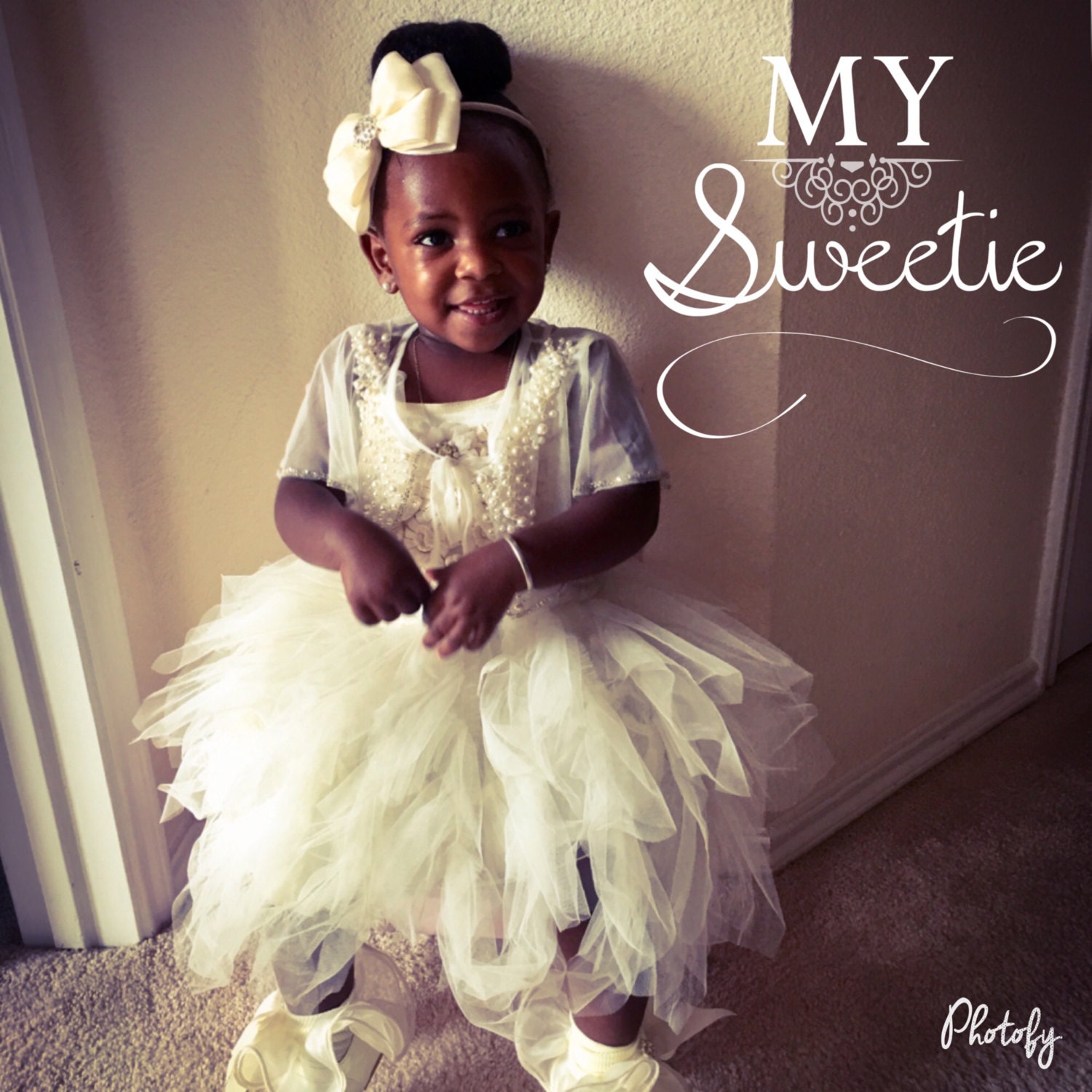 IVORY Flower Girl Hair Bow Headband Rhinestone Pearl Satin Etsy