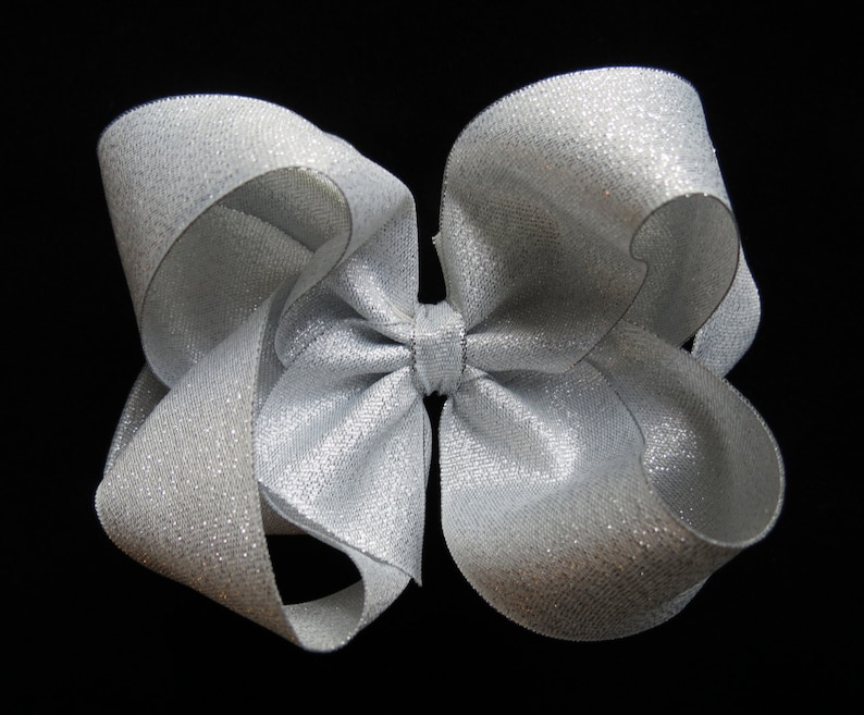 Black And Silver Christmas Stacked Boutique Hair Bows Black And Silver Christmas Stacked Boutique Hair Bows