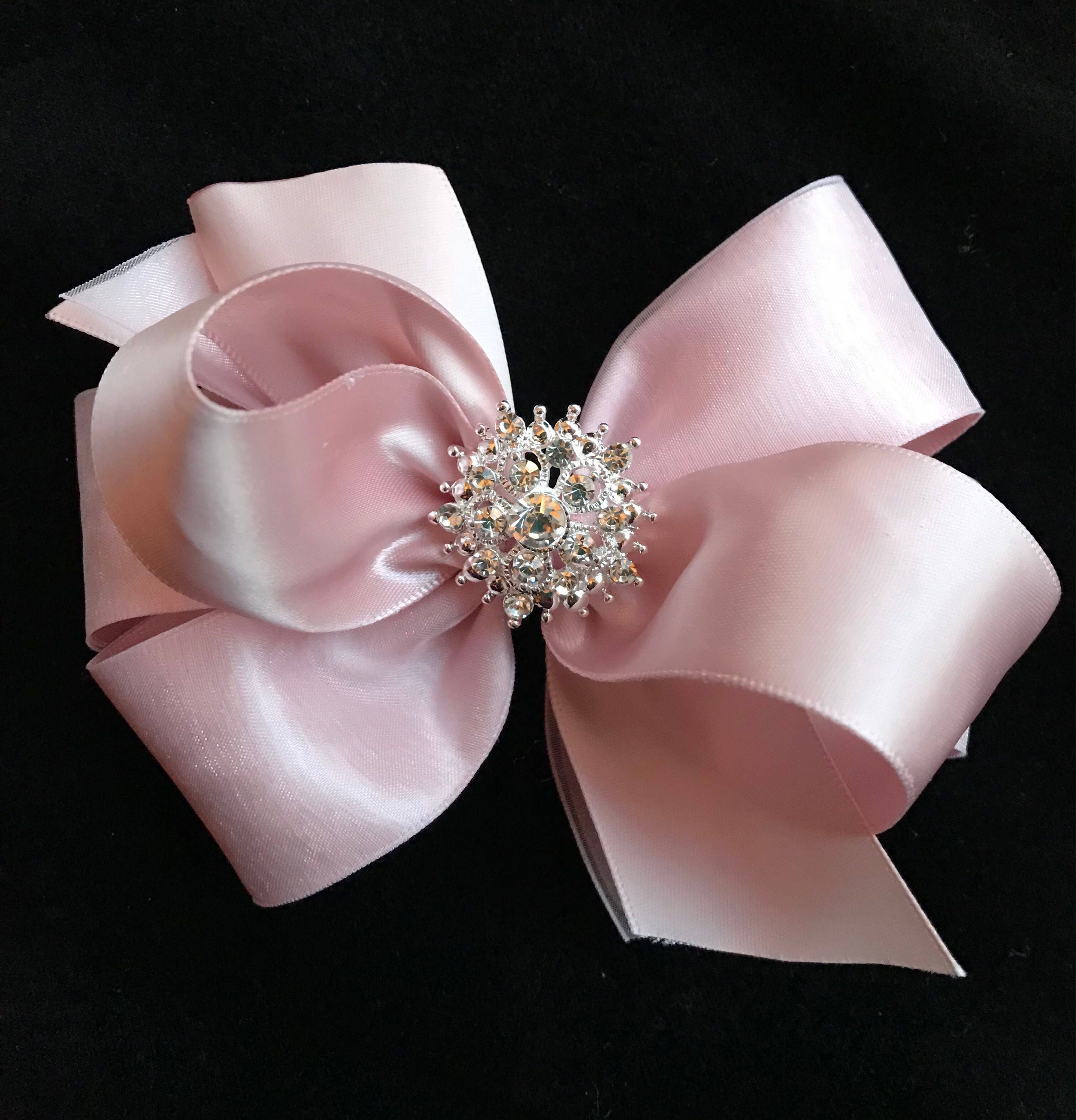 Satin And Pearl Bow Hair Clip In Dusky Pink, Olivia Divine Jewellery