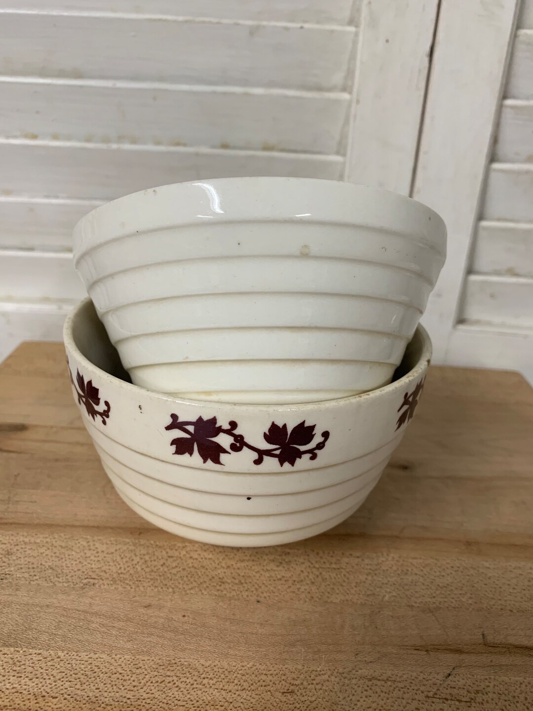 2 Vintage BEEHIVE CROCK Bowls USA Etsy