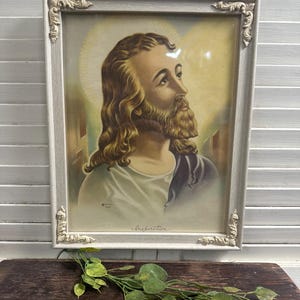 Vintage 1942 INSPIRATION JESUS Lithograph Picture Framed