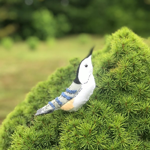 Northern nuthatch bird ornament | 2 sided Christmas tree decoration | embroidered Backyard forest common bird | unbreakable gift