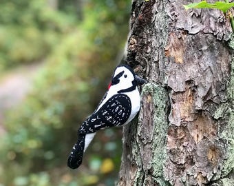 Downy Woodpecker, felt ornament, decoration and gifting