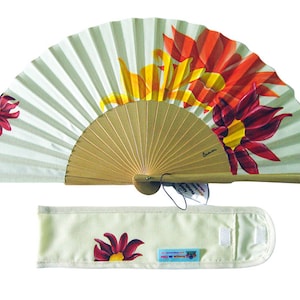 Hand painted with matching sheath Fan &quot;florida passion&quot;, handmade fan in Spain