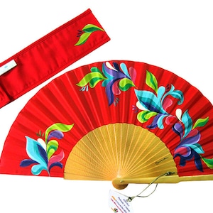 Hand painted with matching sheath Fan &quot;Paradise&quot;