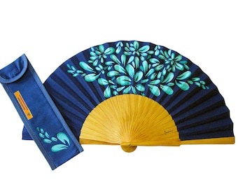 Abanico pintado mano con a juego Frescor Etsy España