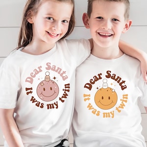 Beste Kerstman Het was mijn tweelingshirt, peuter tweeling kerstshirt, ornament Santa, broer of zus kerstshirt, Santa broer of zus shirt Boy Girl Twin