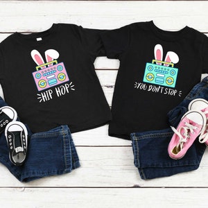 HIP HOP You Don't Stop, Brother, Sister, Twin, Sibling Easter Shirt, Pink & Blue, Bunny, Family Matching Easter Tee, Toddler Boys and Girls
