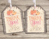Pumpkin Thank You Tags Printable Fall Wood Farm Burlap Our Little Pumpkin Country Boy Girl First Birthday TT1625-x