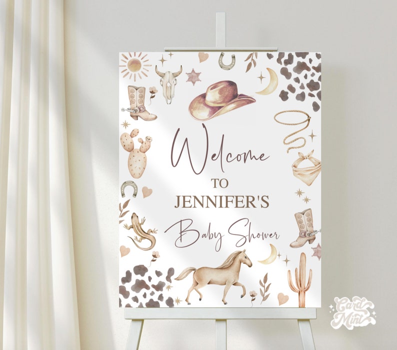 Editable Welcome Cowboy Party Sign Baby Shower Sign 16x20 - Etsy