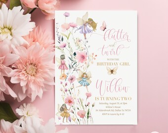 Invitation d'anniversaire de fée modifiable