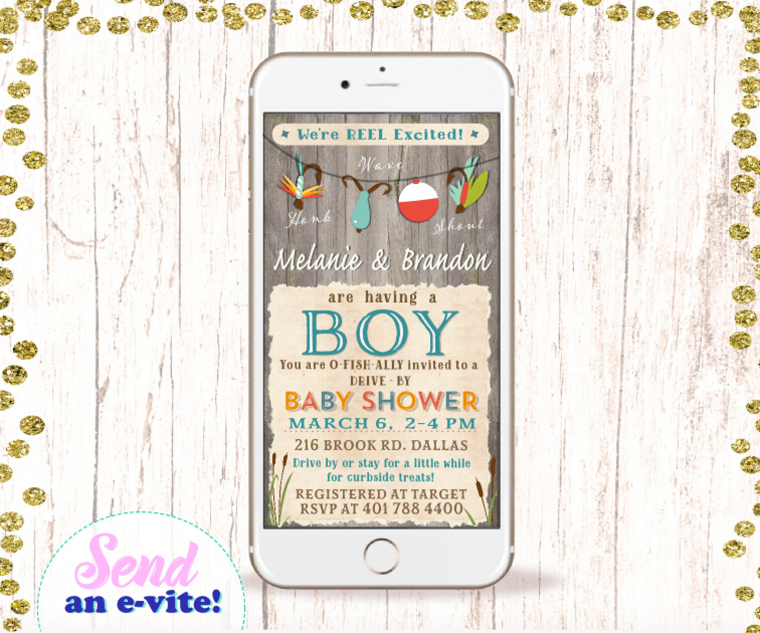 Fishing Baby Shower Party Bundle, Includes Editable Invitation
