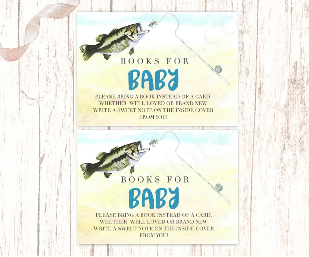 Fishing Book Request Card, Build Baby's Library Fishing Baby Shower Games,  Bring a Book Instead of a Card Digital Instant Download BR1875 