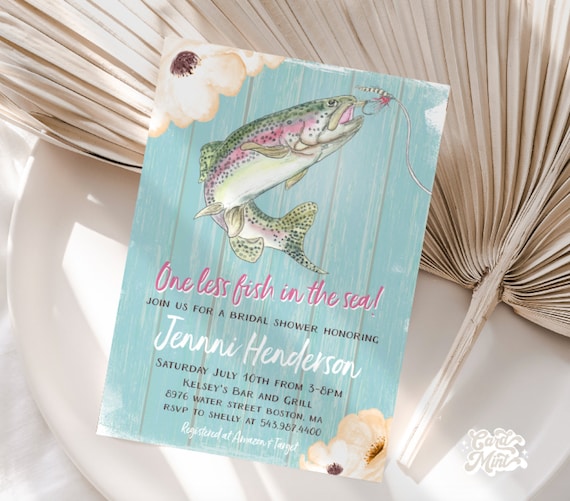 EDITABLE Fishing Bridal Shower Invitations One Less Fish in Etsy