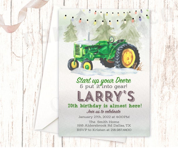 Invitations Danniversaire De Tracteur Tracteur Vert Rustic Etsy France