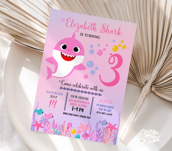 Baby shark invitation template deals