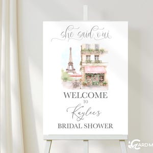 Cartello di benvenuto modificabile per la festa nuziale di Parigi, poster per la festa nuziale di Parigi, modello digitale per la festa nuziale francese, caffè parigino, sposa in arrivo, SN2055