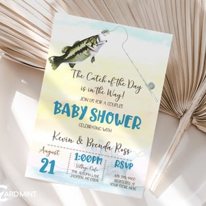 EDITABLE Fishing Baby Shower Invitations, Co-ed Fishing, Bucks and