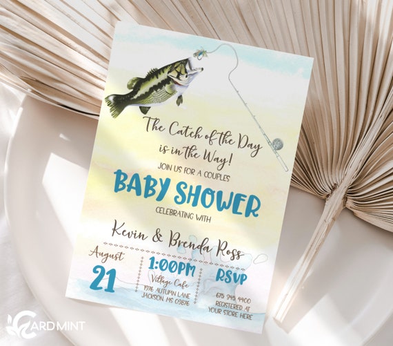 EDITABLE Fishing Baby Shower Invitations, the Catch of the Day Invites,  Rustic Fishing Design, Fish Theme Self Edit Digital Download JT1875 -   Hong Kong