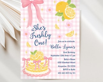 Lemon Birthday Invitations, Freshly One Birthday Digital Template Download JT2166