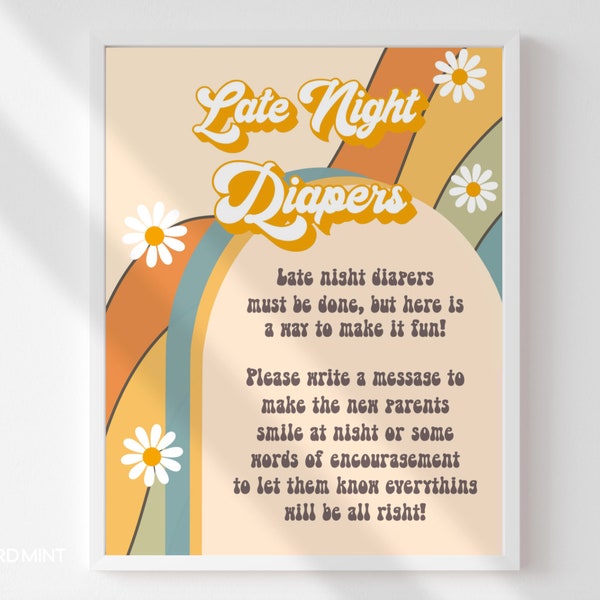 Groovy Table Sign, Diaper Change, Baby Shower Shower Game Sign, Instant Download Digital Templates 1820