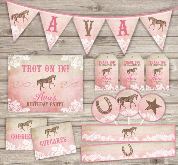 Party Package Horse Birthday Cowgirl Theme Rustic Country Etsy