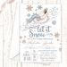 Snow Tubing Birthday Party Invitations, Snowflake Tween Teen, Any Age Glittery Gold and Silver Let it Snow Sledding Party Digital NV2918 