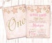 Little Star Girl Birthday Invitations, Glittery Gold and Pink Party Girl First Birthday Invites, Twinkle Stars Digital Personalized NV1003 