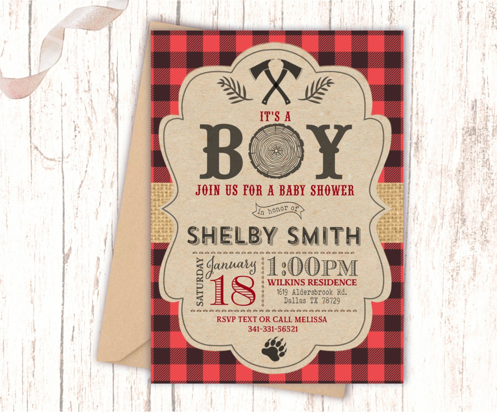 Lumberjack Baby Shower Invitations Woodland Lumberjack Red Etsy